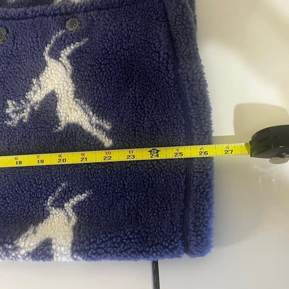 St. John’s Bay blue button up jacket with white snowflakes and reindeer - Picture 7 of 7